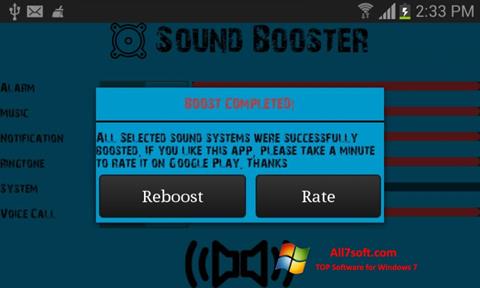 Snimak zaslona Sound Booster Windows 7