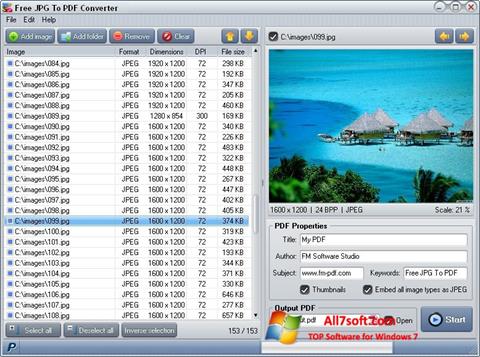 Snimak zaslona Image To PDF Converter Windows 7