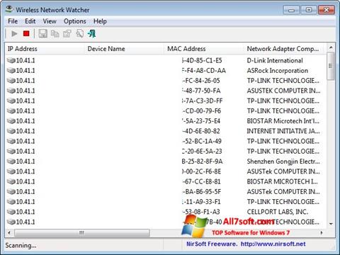 Snimak zaslona Wireless Network Watcher Windows 7