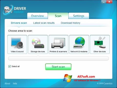 Snimak zaslona Carambis Driver Updater Windows 7