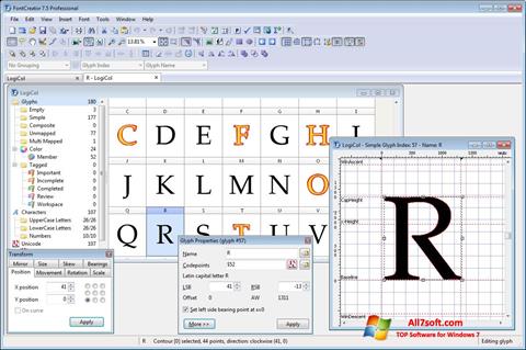 Snimak zaslona Font Creator Windows 7