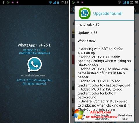 Snimak zaslona WhatsApp Plus Windows 7
