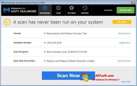 Snimak zaslona Malwarebytes Anti-Malware Windows 7