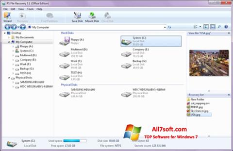 Snimak zaslona RS File Recovery Windows 7