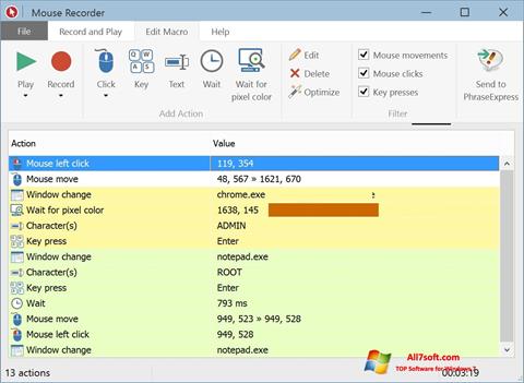 Snimak zaslona Mouse Recorder Windows 7