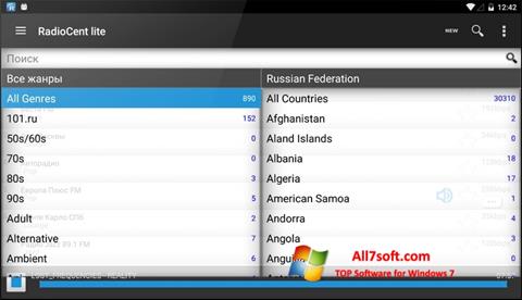 Snimak zaslona Radiocent Windows 7