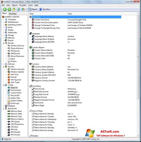 Snimak zaslona EVEREST Ultimate Edition Windows 7