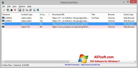Snimak zaslona VideoCacheView Windows 7