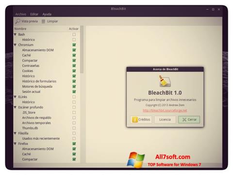 Snimak zaslona BleachBit Windows 7