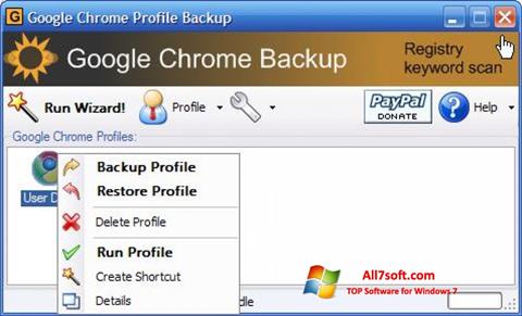 Snimak zaslona Google Chrome Backup Windows 7