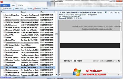 Snimak zaslona Gmail Notifier Windows 7