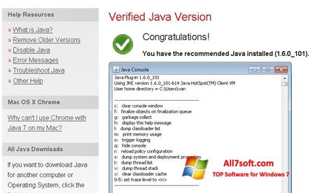 Snimak zaslona Java Windows 7
