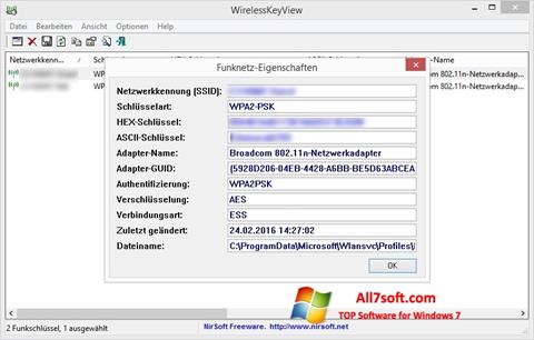 Snimak zaslona WirelessKeyView Windows 7