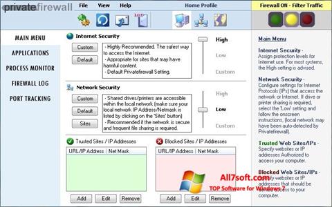 Snimak zaslona Privatefirewall Windows 7