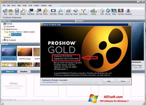 Snimak zaslona ProShow Gold Windows 7