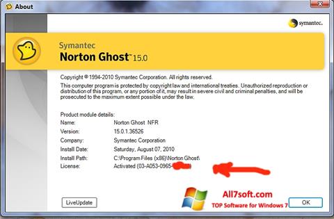 Snimak zaslona Norton Ghost Windows 7