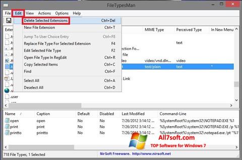 Snimak zaslona Unassociate File Types Windows 7
