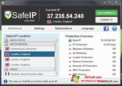 Snimak zaslona SafeIP Windows 7