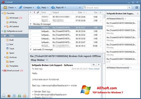 Snimak zaslona FoxMail Windows 7