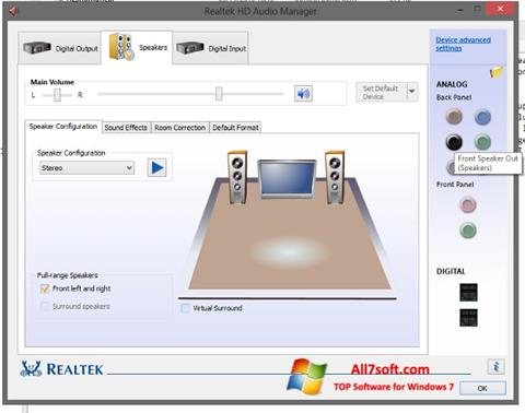 Snimak zaslona Realtek HD Audio Windows 7