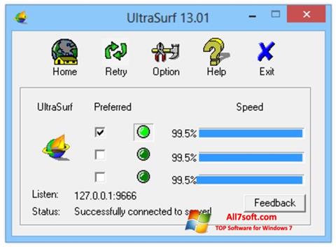Snimak zaslona UltraSurf Windows 7