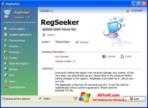Snimak zaslona RegSeeker Windows 7