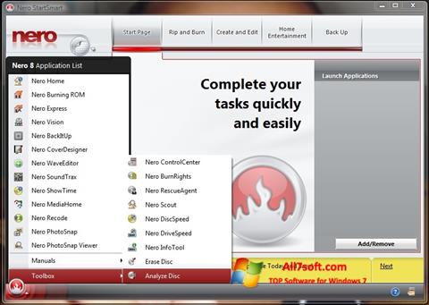 Snimak zaslona Nero StartSmart Windows 7