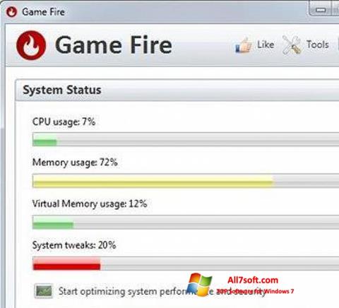Snimak zaslona Game Fire Windows 7