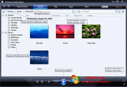 Snimak zaslona Media Player Windows 7