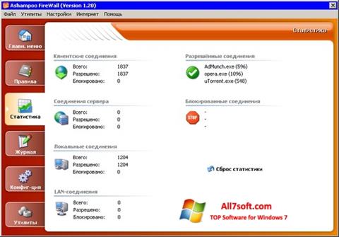 Snimak zaslona Ashampoo Firewall Windows 7