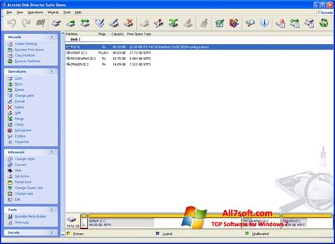 Snimak zaslona Acronis Partition Magic Windows 7