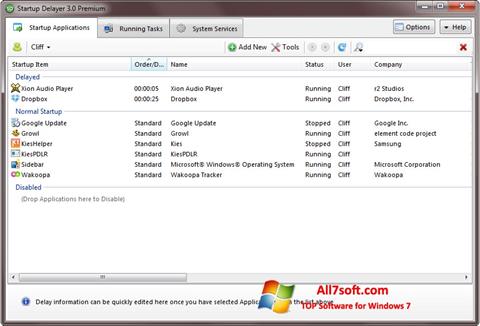 Snimak zaslona Startup Delayer Windows 7