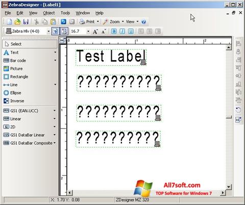 Snimak zaslona Zebra Designer Windows 7
