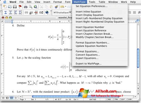 Snimak zaslona MathType Windows 7