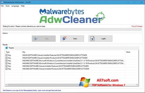 Snimak zaslona AdwCleaner Windows 7