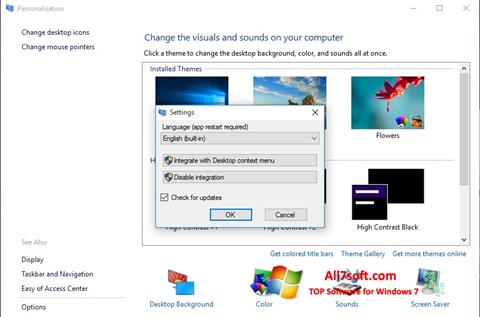 Snimak zaslona Personalization Panel Windows 7