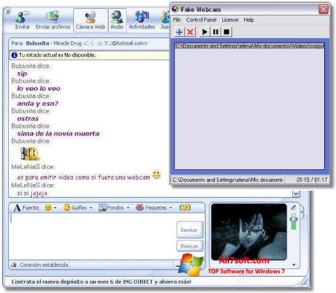 Snimak zaslona Fake Webcam Windows 7