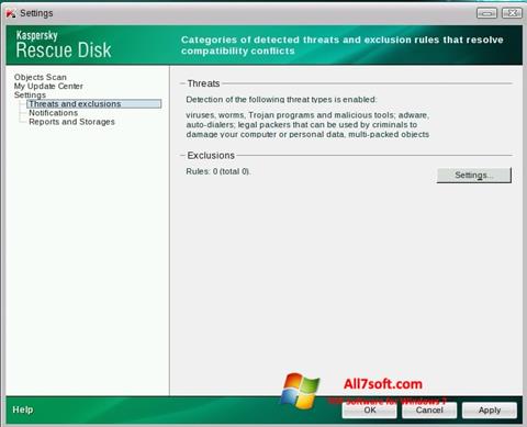 Snimak zaslona Kaspersky Rescue Disk Windows 7