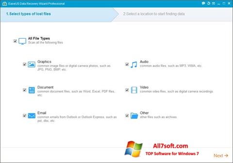 Snimak zaslona EaseUS Data Recovery Wizard Windows 7