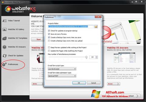 Snimak zaslona WebSite X5 Windows 7
