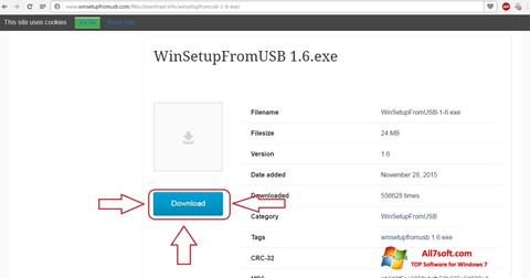 Snimak zaslona WinSetupFromUSB Windows 7