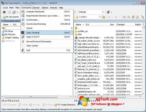 Snimak zaslona WinSCP Windows 7