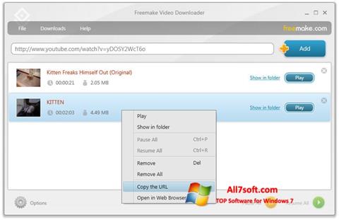 Snimak zaslona Freemake Video Downloader Windows 7