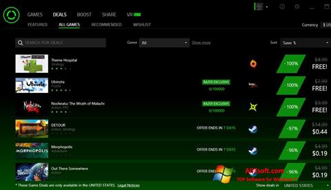 Snimak zaslona Razer Cortex Windows 7